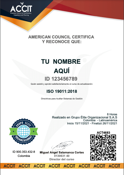 Ejemplo Certificado Actualización ISO 19011